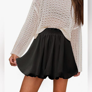 NEW Black Cotton Blend Bubble Pockets Y2K Built in Shorts Mini Skirt S